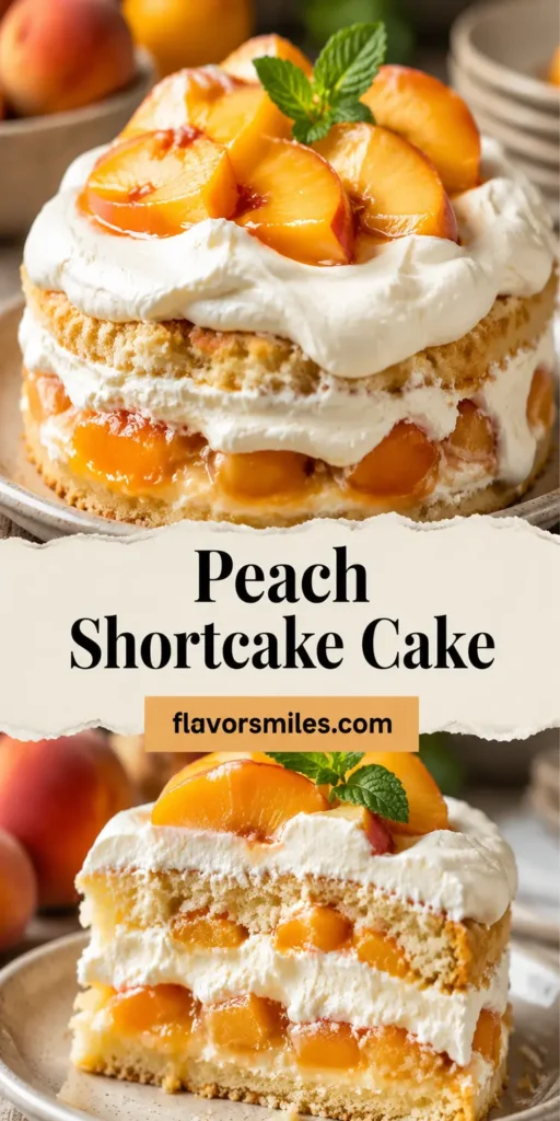 Peach Shortcake Cake with Vanilla Cream