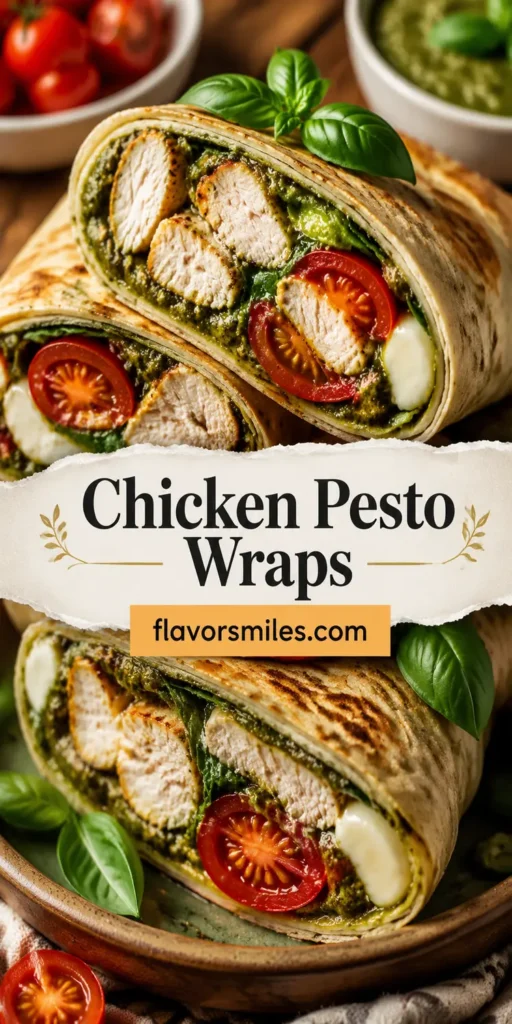 Chicken Pesto Wraps with Mozzarella and Tomatoes