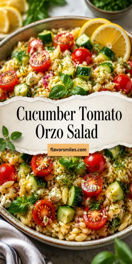 Cucumber Tomato Orzo Salad with Lemon Dressing
