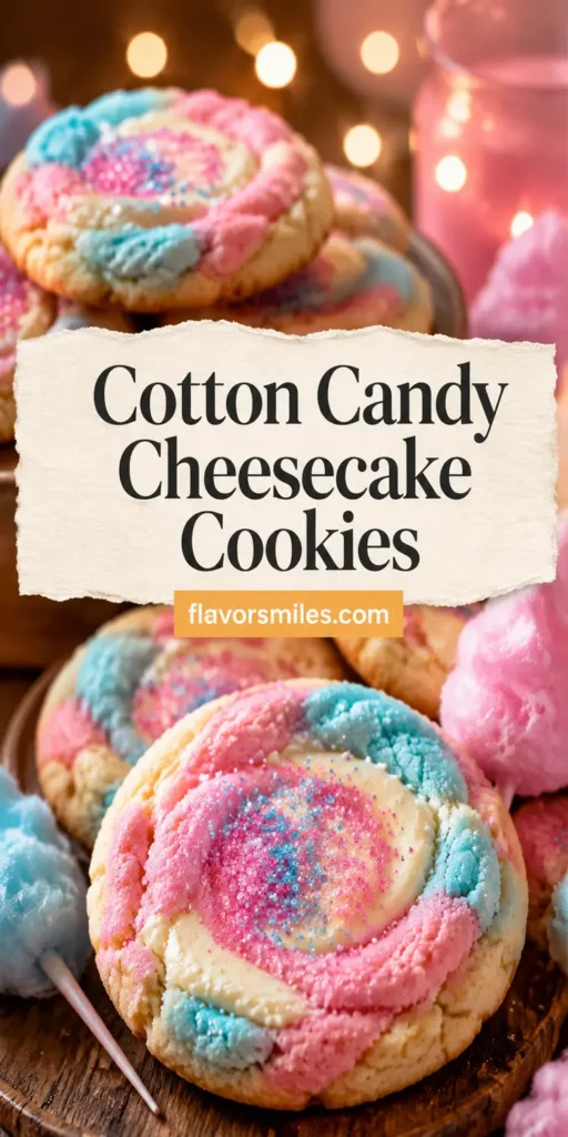 Cotton Candy Cheesecake Cookies for Fun Dessert