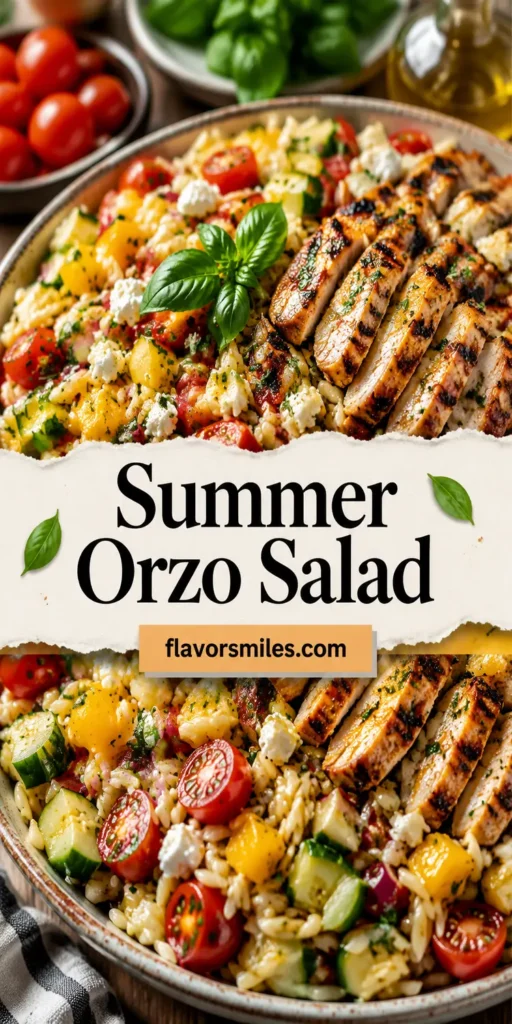 Summer Orzo Salad with Grilled Chicken