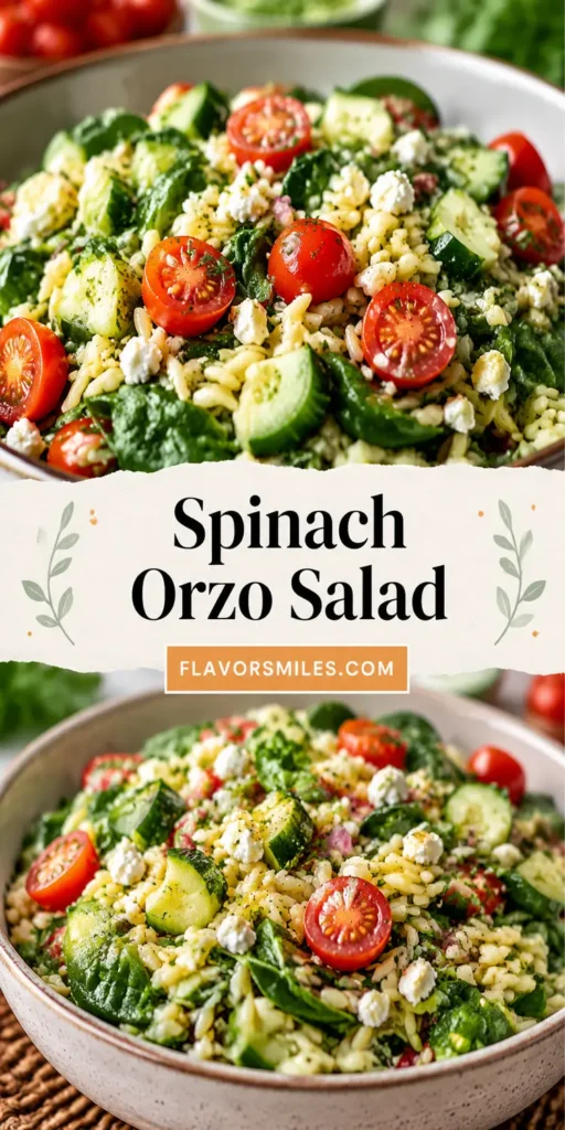 Spinach Orzo Salad for Meal Prep Lunch