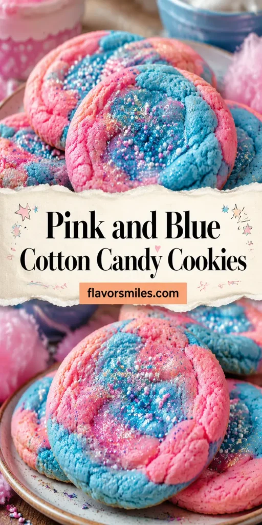 Pink and Blue Cotton Candy Cookies for Party Tables
