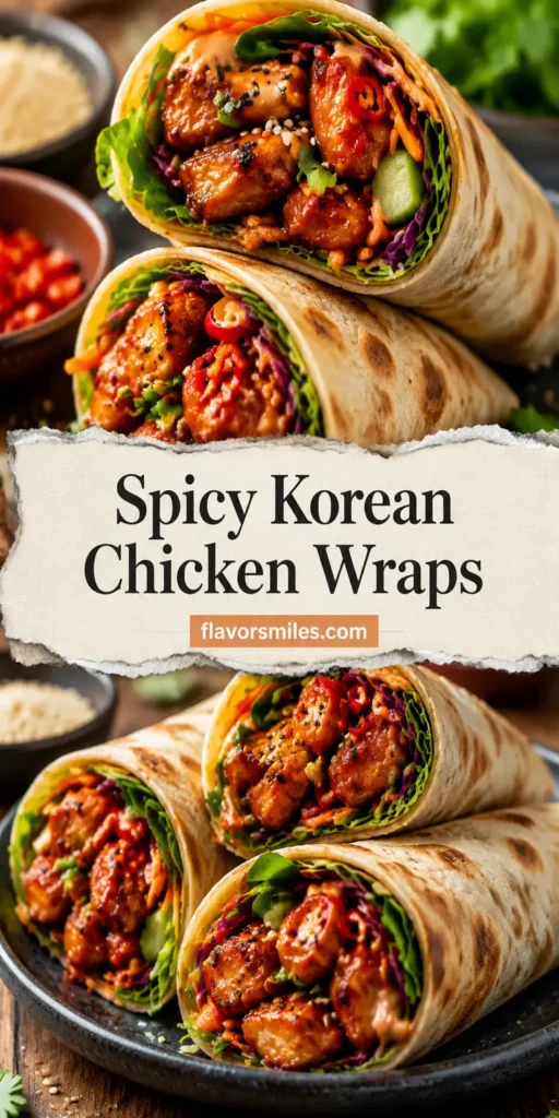 Spicy Korean Chicken Wraps with Creamy Sauce