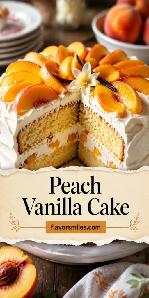 Peach Vanilla Cake with Whipped Cream Frosting