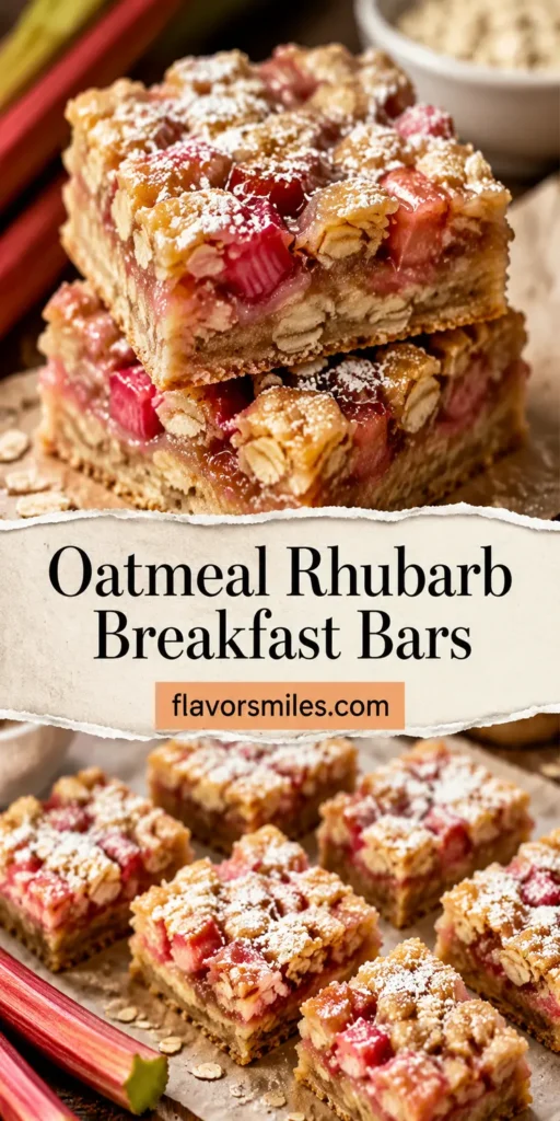 Oatmeal Rhubarb Breakfast Bars for Coffee Time