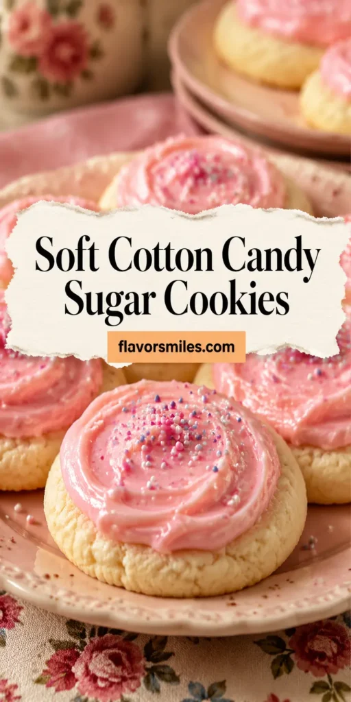 Soft Cotton Candy Sugar Cookies with Pink Frosting