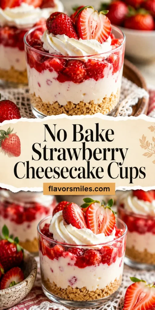 No Bake Strawberry Cheesecake Cups for Summer Parties