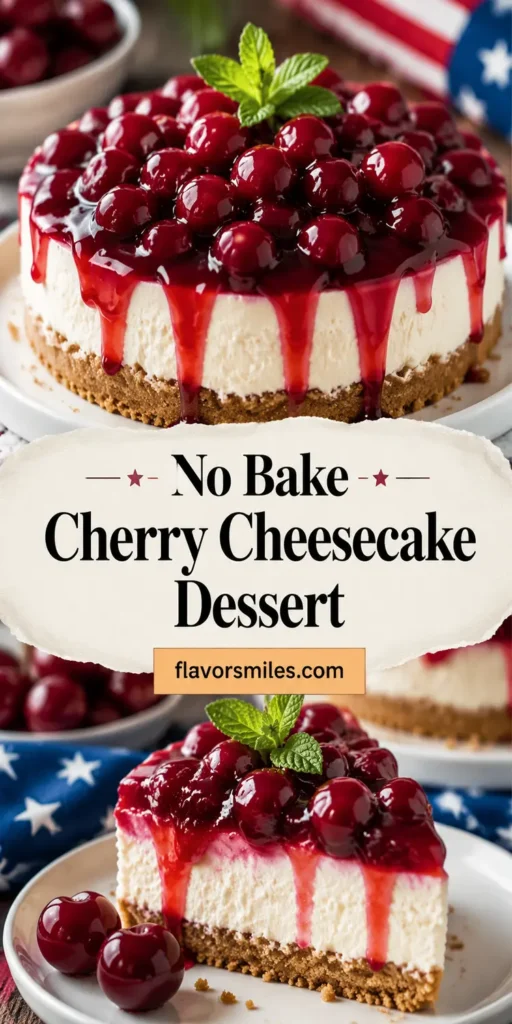No Bake Cherry Cheesecake Dessert for 4th of July