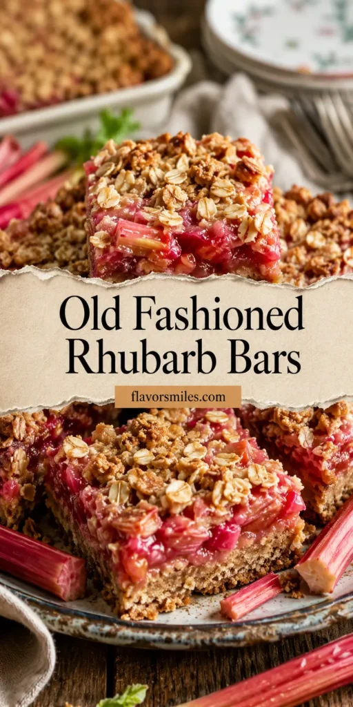 Old Fashioned Rhubarb Bars with Oat Crust