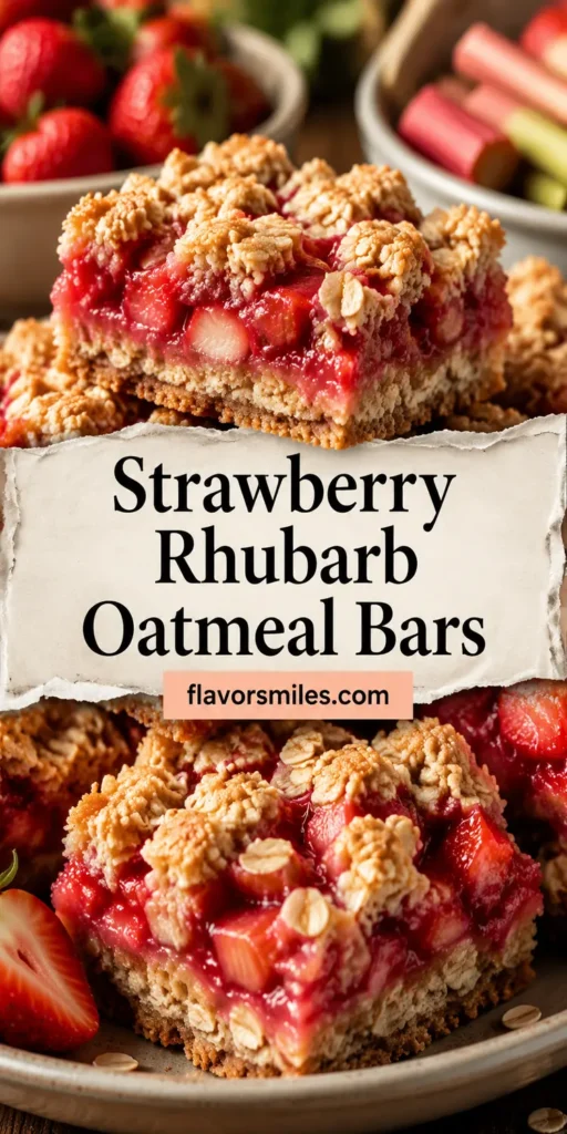 Strawberry Rhubarb Oatmeal Bars for Summer Dessert
