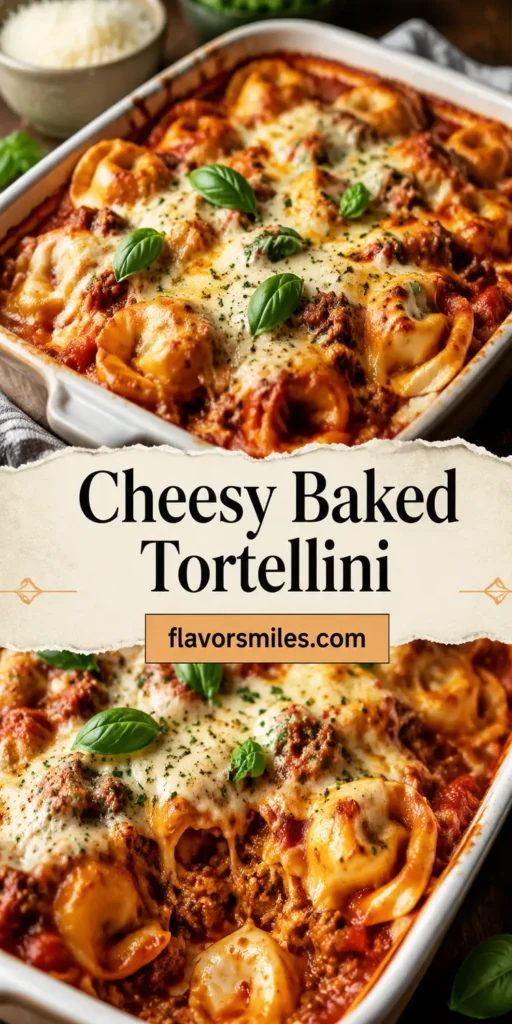 Cheesy Baked Tortellini with Meat Sauce