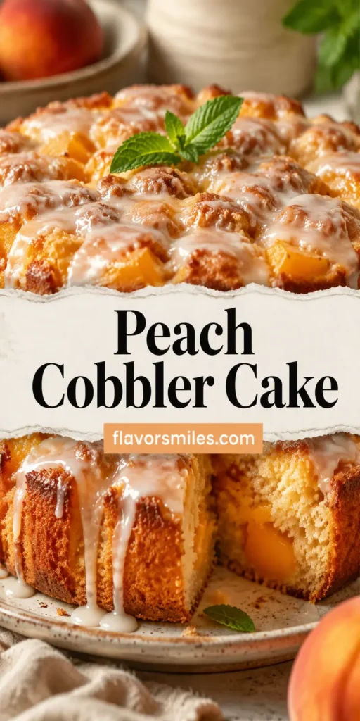 Peach Cobbler Cake with Vanilla Glaze