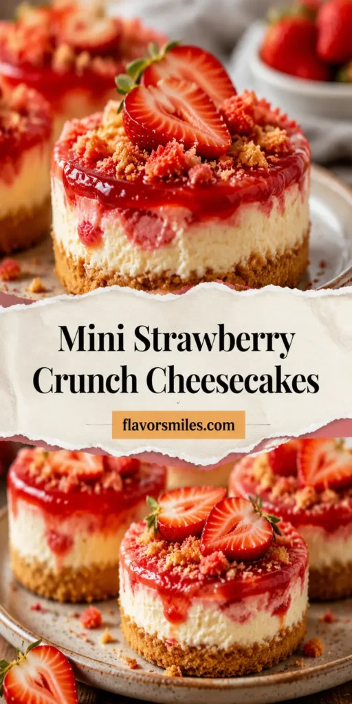 Mini Strawberry Crunch Cheesecakes for BBQ Parties