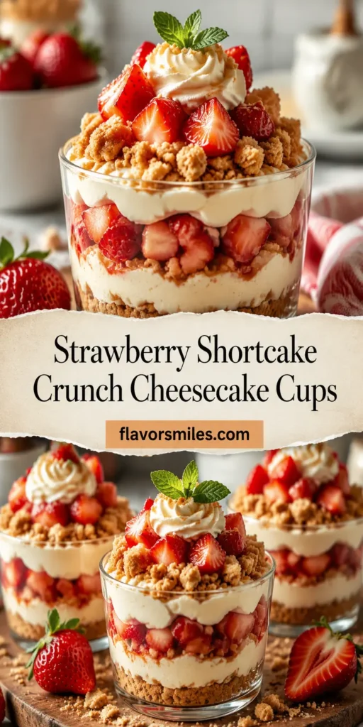 Strawberry Shortcake Crunch Cheesecake Cups