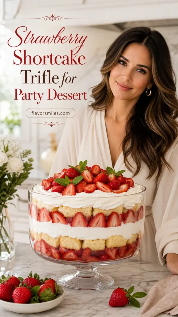 Strawberry Shortcake Trifle for Party Dessert