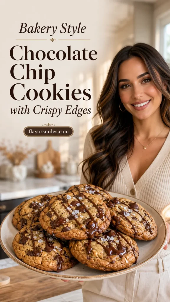 Bakery Style Chocolate Chip Cookies with Crispy Edges
