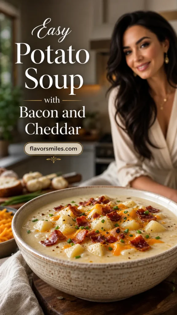 Easy Potato Soup with Bacon and Cheddar