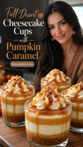 Fall Dessert Cheesecake Cups with Pumpkin Caramel