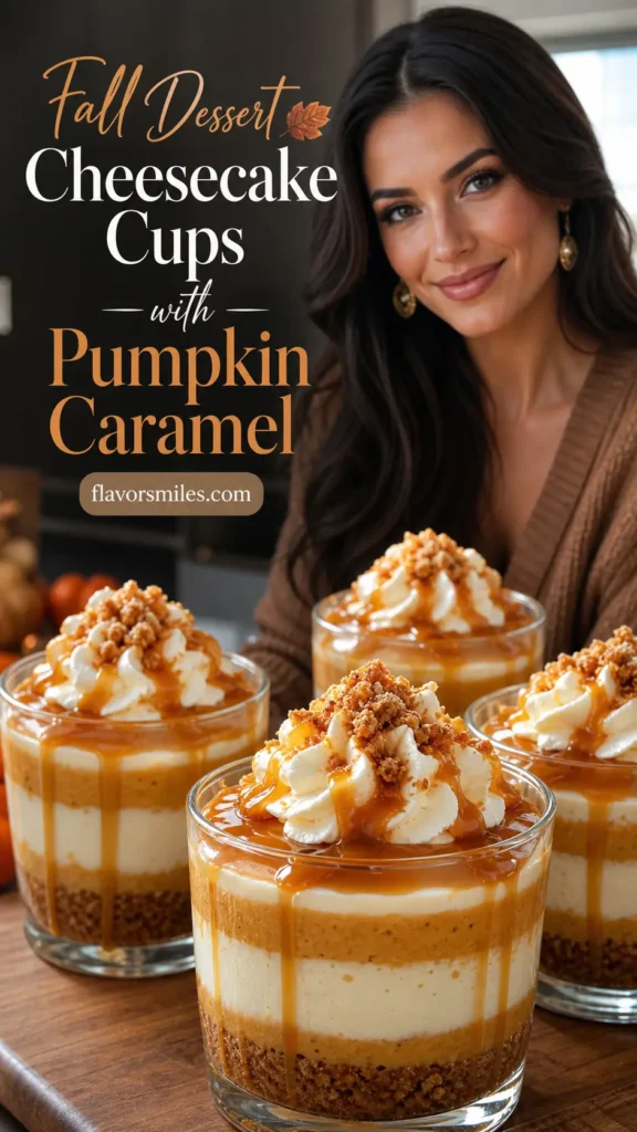 Fall Dessert Cheesecake Cups with Pumpkin Caramel