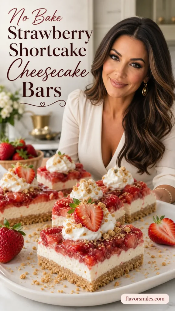 No Bake Strawberry Shortcake Cheesecake Bars