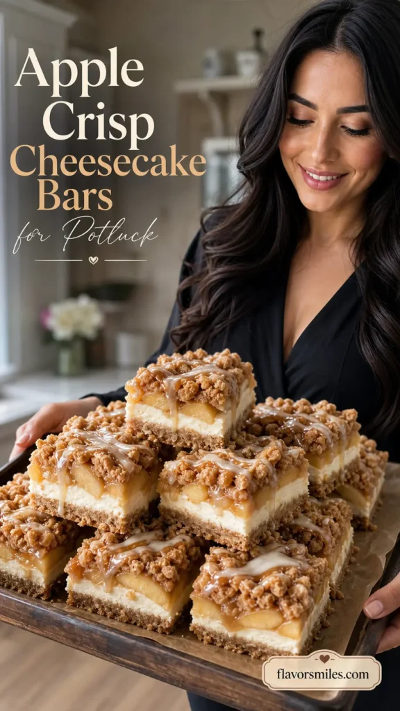 Apple Crisp Cheesecake Bars for Potluck