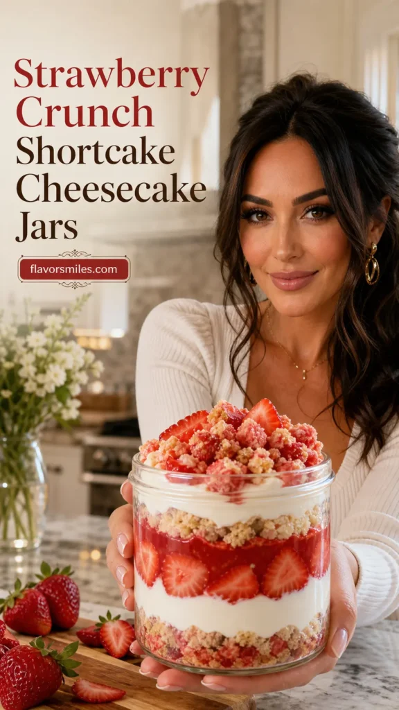 Strawberry Crunch Shortcake Cheesecake Jars