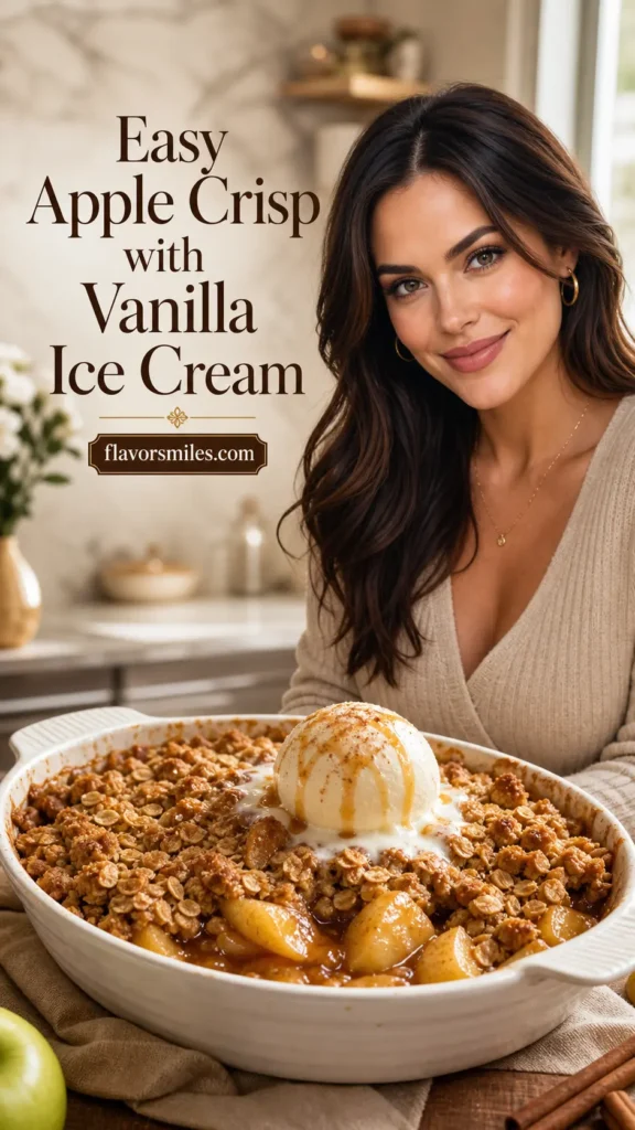 Easy Apple Crisp with Vanilla Ice Cream