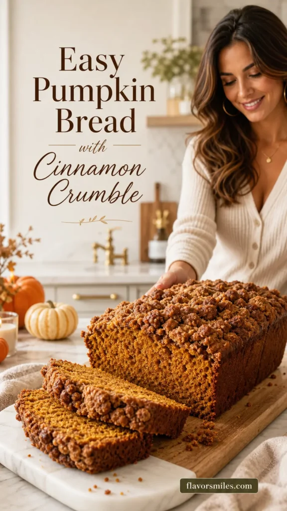 Easy Pumpkin Bread with Cinnamon Crumble