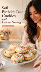 Soft Birthday Cake Cookies with Creamy Frosting