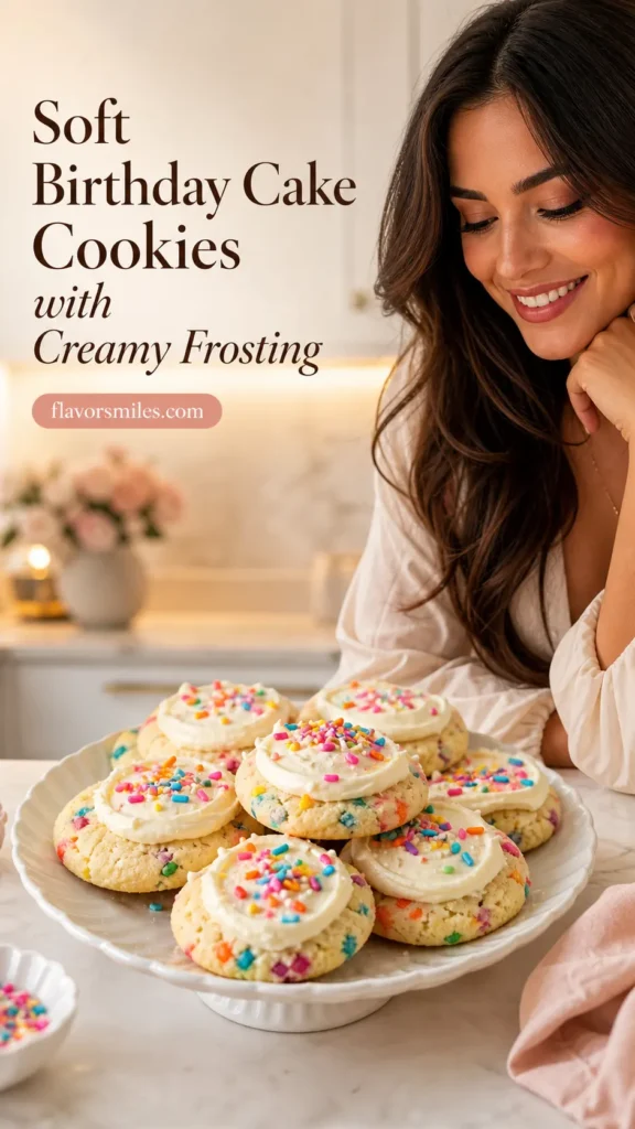 Soft Birthday Cake Cookies with Creamy Frosting