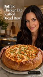 Buffalo Chicken Dip Stuffed Bread Bowl