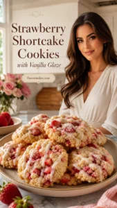 Strawberry Shortcake Cookies with Vanilla Glaze