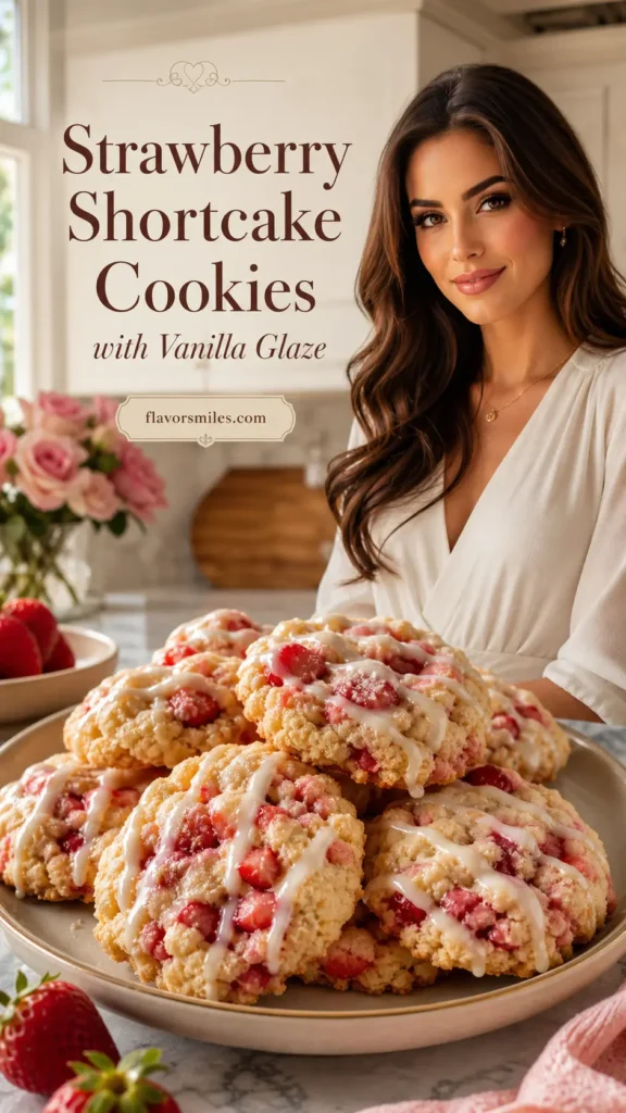 Strawberry Shortcake Cookies with Vanilla Glaze
