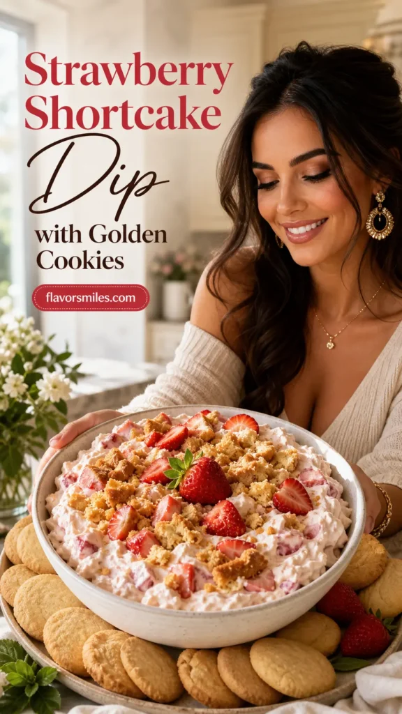 Strawberry Shortcake Dip with Golden Cookies