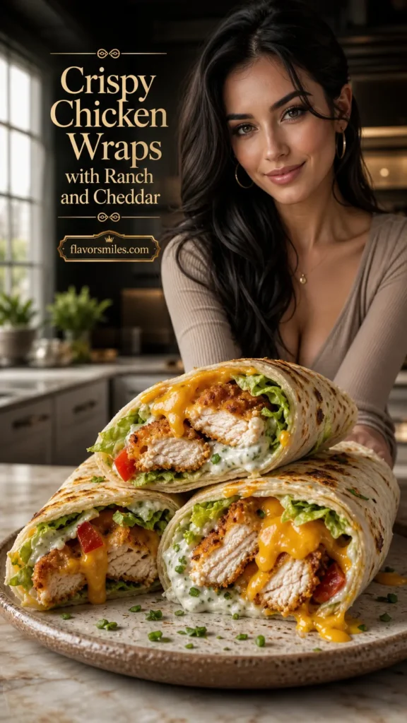 Crispy Chicken Wraps with Ranch and Cheddar