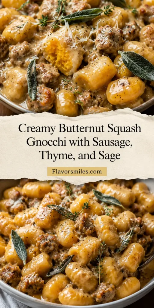 Creamy Butternut Squash Gnocchi with Sausage, Thyme, and Sage