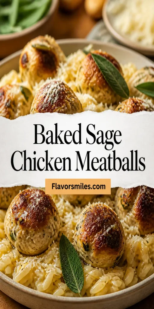 Baked Sage Chicken Meatballs with Parmesan Orzo - The Original Dish