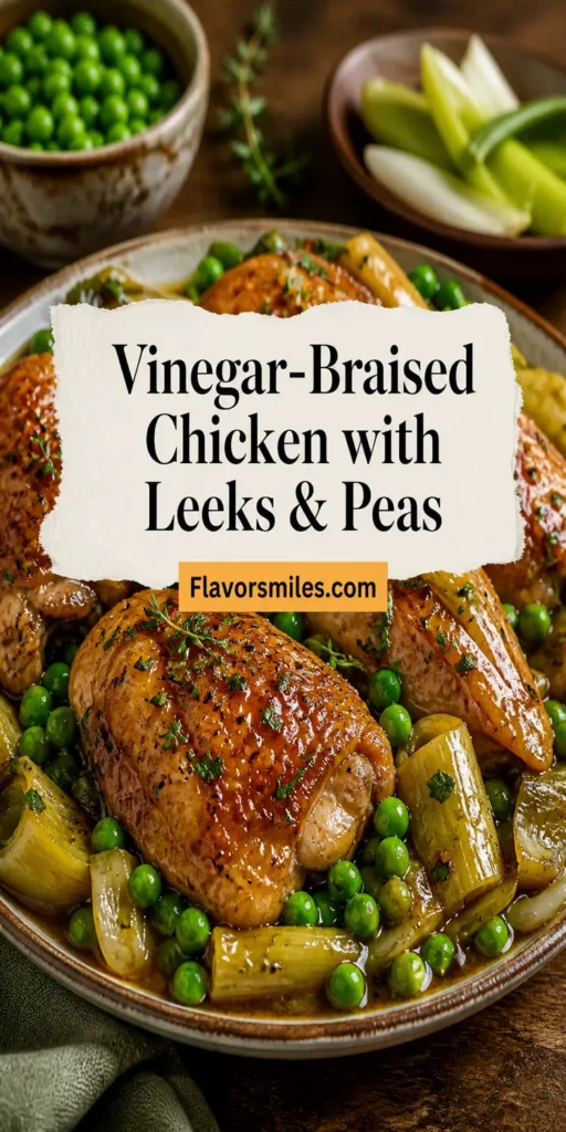 Vinegar-Braised Chicken with Leeks and Peas Recipe