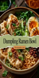 Savory Dumpling Ramen Bowl with Soft-Boiled Eggs and Fresh Greens