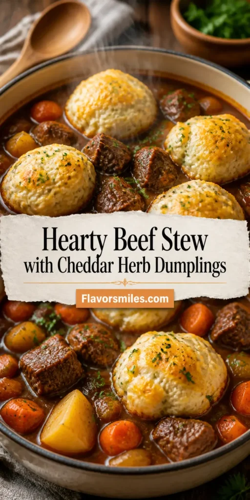 Hearty Beef Stew with Cheddar Herb Dumplings You’ll Want to Make Again and Again